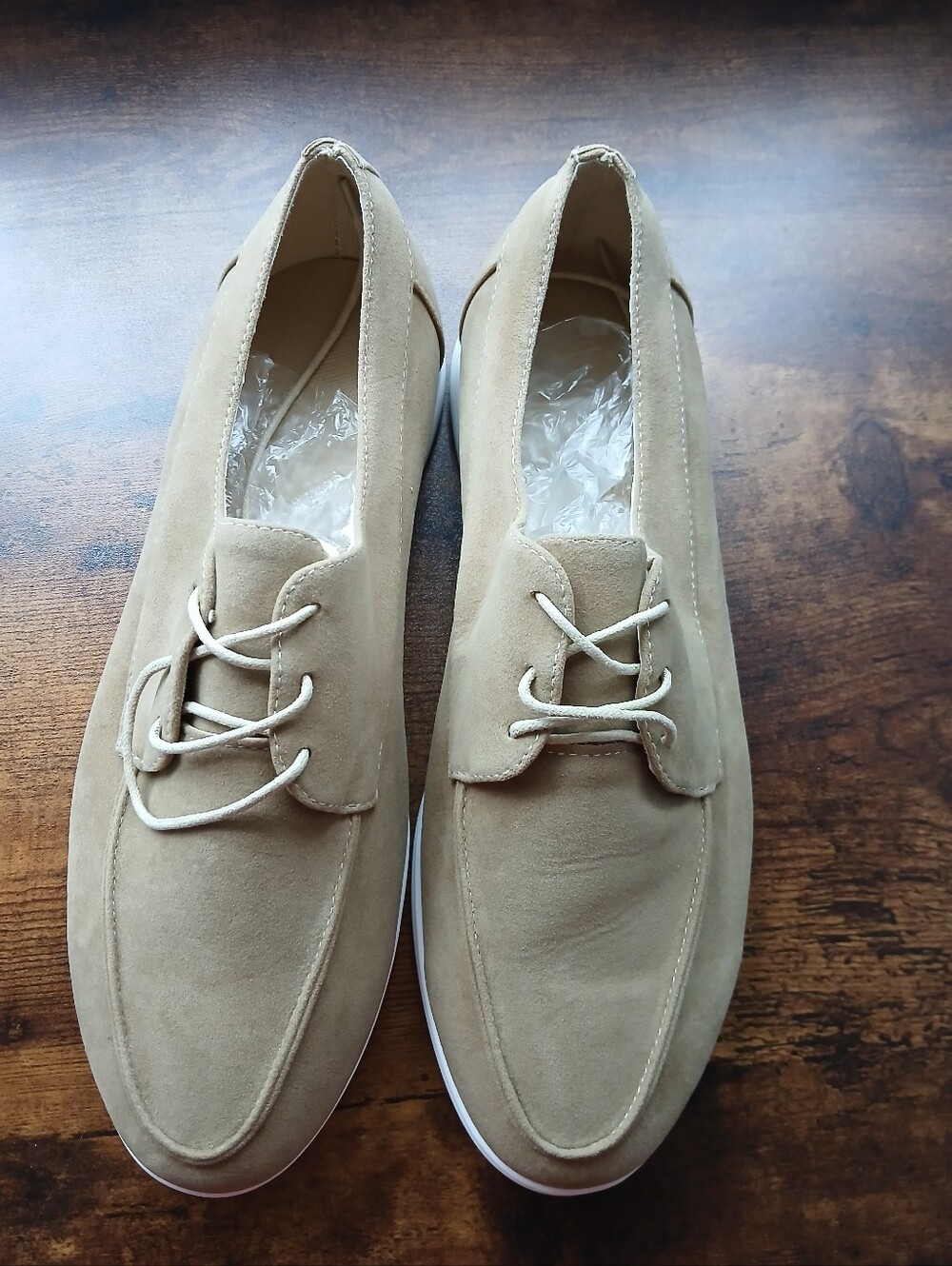 Men's Suede Lace-Up Casual Shoes in Beige